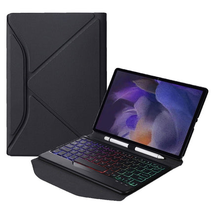 BA08S Backlight Diamond Texture Bluetooth Keyboard Leather Case with Triangle Back Support For Samsung Galaxy Tab A8 2021 SM-X205 / SM-X200