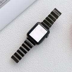 Ceramic One-bead Steel Strap Watchband For Apple Watch Series, 7 41mm / 6&SE&5&4 40mm / 3&2&1 38mm, 7 45mm / 6&SE&5&4 44mm / 3&2&1 42mm