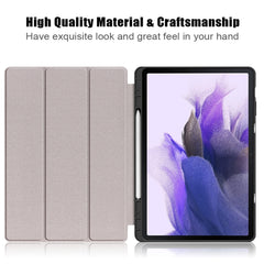 Painted TPU Horizontal Flip Tablet Leather Case with 3-Fold Holder & Sleep / Wake-up Function, For Samsung Galaxy Tab S7 FE 12.4 inch