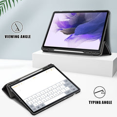 Painted TPU Horizontal Flip Tablet Leather Case with 3-Fold Holder & Sleep / Wake-up Function, For Samsung Galaxy Tab S7 FE 12.4 inch