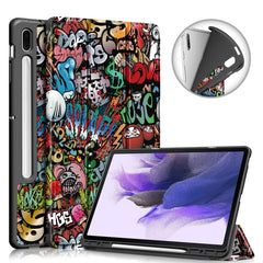 Painted TPU Horizontal Flip Tablet Leather Case with 3-Fold Holder & Sleep / Wake-up Function, For Samsung Galaxy Tab S7 FE 12.4 inch