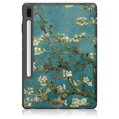 Painted TPU Horizontal Flip Tablet Leather Case with 3-Fold Holder & Sleep / Wake-up Function, For Samsung Galaxy Tab S7 FE 12.4 inch