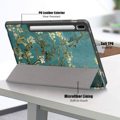Painted TPU Horizontal Flip Tablet Leather Case with 3-Fold Holder & Sleep / Wake-up Function, For Samsung Galaxy Tab S7 FE 12.4 inch