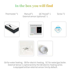 BHT-005-GC 220V AC 3A Smart Home Heating Thermostat for EU Box, Control Boiler Heating with Only Internal Sensor, BHT-005-GC