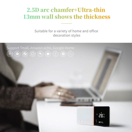 BHT-005-GCLW 220V AC 3A Smart Home Heating Thermostat for EU Box, Control Boiler Heating with Only Internal Sensor & WIFI Connection, BHT-005-GCLW