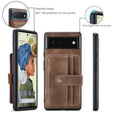 JEEHOOD RFID Blocking Anti-Theft Wallet Phone Case, For Google Pixel 6, For Google Pixel 6 Pro
