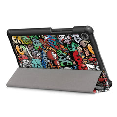 For Lenovo Tab M8 Coloured Drawing Pattern Horizontal Deformation Flip Leather Case with Three-folding Holder