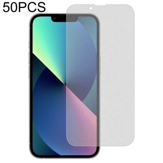 For iPhone 16e / 13 / 13 Pro 50pcs Transparent Frosted Full Screen Tempered Glass Film, For iPhone 13 mini (50pcs), For iPhone 16e / 13 / 13 Pro  (50pcs), For iPhone 13 Pro Max (50pcs)