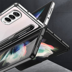 GKK Integrated Electroplating + Glass Phone Case with Pen Slot, For Samsung Galaxy Z Fold3 5G