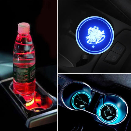 Car AcrylicColorful USB Charger Water Cup Groove LED Atmosphere Light, Bell, Santa Claus, Christmas Deer, Christmas Hat, Christmas Tree, Christmas, Glove, Socks, Snowflake, English Deer, English Christmas, English Tree