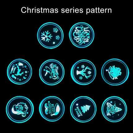 Car AcrylicColorful USB Charger Water Cup Groove LED Atmosphere Light, Bell, Santa Claus, Christmas Deer, Christmas Hat, Christmas Tree, Christmas, Glove, Socks, Snowflake, English Deer, English Christmas, English Tree