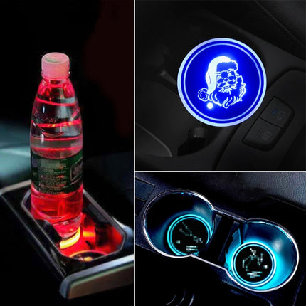 Car AcrylicColorful USB Charger Water Cup Groove LED Atmosphere Light, Bell, Santa Claus, Christmas Deer, Christmas Hat, Christmas Tree, Christmas, Glove, Socks, Snowflake, English Deer, English Christmas, English Tree