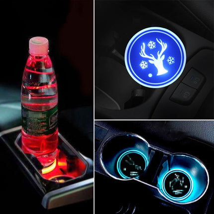 Car AcrylicColorful USB Charger Water Cup Groove LED Atmosphere Light, Bell, Santa Claus, Christmas Deer, Christmas Hat, Christmas Tree, Christmas, Glove, Socks, Snowflake, English Deer, English Christmas, English Tree