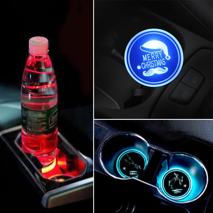 Car AcrylicColorful USB Charger Water Cup Groove LED Atmosphere Light, Bell, Santa Claus, Christmas Deer, Christmas Hat, Christmas Tree, Christmas, Glove, Socks, Snowflake, English Deer, English Christmas, English Tree