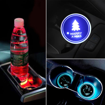 Car AcrylicColorful USB Charger Water Cup Groove LED Atmosphere Light, Bell, Santa Claus, Christmas Deer, Christmas Hat, Christmas Tree, Christmas, Glove, Socks, Snowflake, English Deer, English Christmas, English Tree