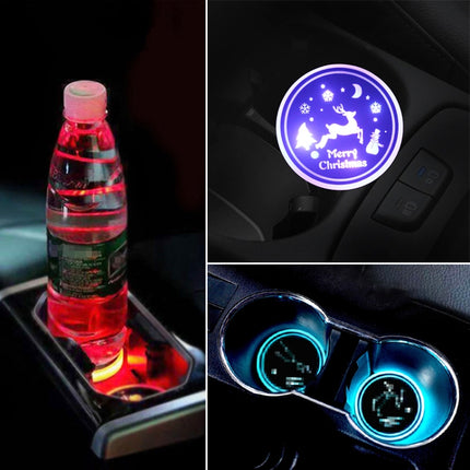Car AcrylicColorful USB Charger Water Cup Groove LED Atmosphere Light, Bell, Santa Claus, Christmas Deer, Christmas Hat, Christmas Tree, Christmas, Glove, Socks, Snowflake, English Deer, English Christmas, English Tree