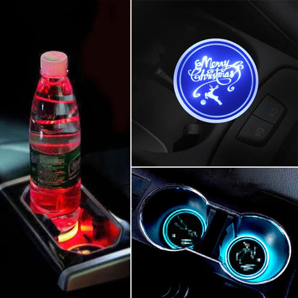 Car AcrylicColorful USB Charger Water Cup Groove LED Atmosphere Light, Bell, Santa Claus, Christmas Deer, Christmas Hat, Christmas Tree, Christmas, Glove, Socks, Snowflake, English Deer, English Christmas, English Tree