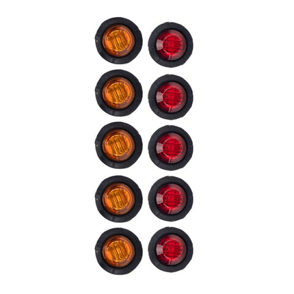 10 in 1 Truck Trailer LED Round Side Marker Lamp, A5010 Red Light, A5011 Amber Light, A5012 White Light, A5013 Red + Amber Light