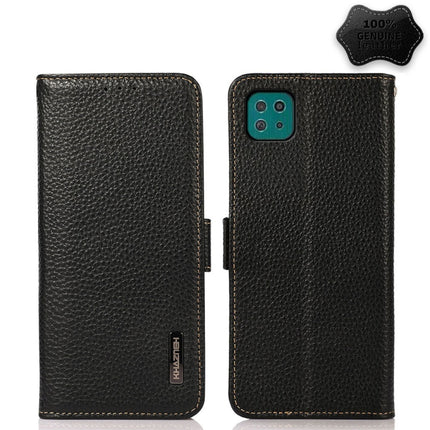 KHAZNEH Side-Magnetic Litchi Genuine Leather RFID Phone Case, For Samsung Galaxy A22 5G, For Samsung Galaxy A32 4G, For Samsung Galaxy A32 5G, For Samsung Galaxy A42 5G, For Samsung Galaxy A51 5G, For Samsung Galaxy A52 5G