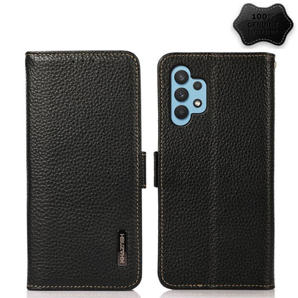 KHAZNEH Side-Magnetic Litchi Genuine Leather RFID Phone Case, For Samsung Galaxy A22 5G, For Samsung Galaxy A32 4G, For Samsung Galaxy A32 5G, For Samsung Galaxy A42 5G, For Samsung Galaxy A51 5G, For Samsung Galaxy A52 5G