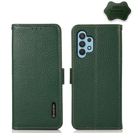 KHAZNEH Side-Magnetic Litchi Genuine Leather RFID Phone Case, For Samsung Galaxy A22 5G, For Samsung Galaxy A32 4G, For Samsung Galaxy A32 5G, For Samsung Galaxy A42 5G, For Samsung Galaxy A51 5G, For Samsung Galaxy A52 5G