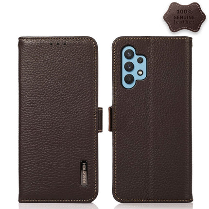 KHAZNEH Side-Magnetic Litchi Genuine Leather RFID Phone Case, For Samsung Galaxy A22 5G, For Samsung Galaxy A32 4G, For Samsung Galaxy A32 5G, For Samsung Galaxy A42 5G, For Samsung Galaxy A51 5G, For Samsung Galaxy A52 5G