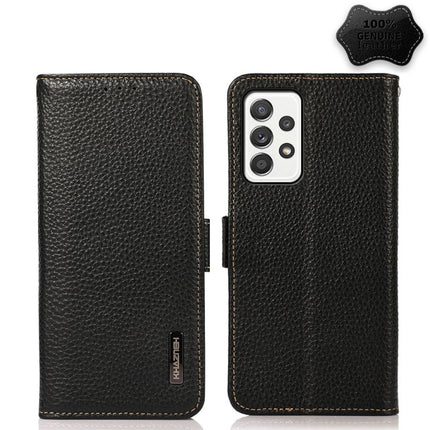 KHAZNEH Side-Magnetic Litchi Genuine Leather RFID Phone Case, For Samsung Galaxy A22 5G, For Samsung Galaxy A32 4G, For Samsung Galaxy A32 5G, For Samsung Galaxy A42 5G, For Samsung Galaxy A51 5G, For Samsung Galaxy A52 5G