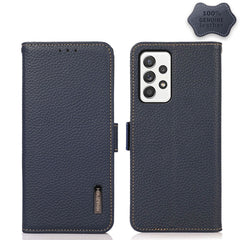 KHAZNEH Side-Magnetic Litchi Genuine Leather RFID Phone Case, For Samsung Galaxy A72 5G, For Samsung Galaxy A82 5G, For Samsung Galaxy F62 / M62, For Samsung Galaxy M32, For Samsung Galaxy M52 5G, For Samsung Galaxy S20 FE
