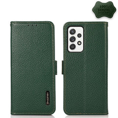 KHAZNEH Side-Magnetic Litchi Genuine Leather RFID Phone Case, For Samsung Galaxy A72 5G, For Samsung Galaxy A82 5G, For Samsung Galaxy F62 / M62, For Samsung Galaxy M32, For Samsung Galaxy M52 5G, For Samsung Galaxy S20 FE