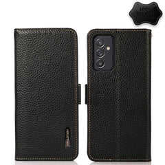 KHAZNEH Side-Magnetic Litchi Genuine Leather RFID Phone Case, For Samsung Galaxy A72 5G, For Samsung Galaxy A82 5G, For Samsung Galaxy F62 / M62, For Samsung Galaxy M32, For Samsung Galaxy M52 5G, For Samsung Galaxy S20 FE