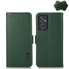 KHAZNEH Side-Magnetic Litchi Genuine Leather RFID Phone Case, For Samsung Galaxy A72 5G, For Samsung Galaxy A82 5G, For Samsung Galaxy F62 / M62, For Samsung Galaxy M32, For Samsung Galaxy M52 5G, For Samsung Galaxy S20 FE
