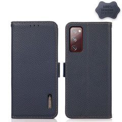 KHAZNEH Side-Magnetic Litchi Genuine Leather RFID Phone Case, For Samsung Galaxy A72 5G, For Samsung Galaxy A82 5G, For Samsung Galaxy F62 / M62, For Samsung Galaxy M32, For Samsung Galaxy M52 5G, For Samsung Galaxy S20 FE