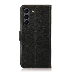 KHAZNEH Side-Magnetic Litchi Genuine Leather RFID Phone Case, For Samsung Galaxy S21 FE 5G, For Samsung Galaxy S21+ 5G, For Samsung Galaxy S21 5G, For Samsung Galaxy S21 Ultra 5G, For Samsung Galaxy S22+ 5G, For Samsung Galaxy S22 5G