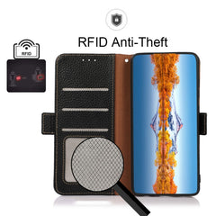 KHAZNEH Side-Magnetic Litchi Genuine Leather RFID Phone Case, For Samsung Galaxy S21 FE 5G, For Samsung Galaxy S21+ 5G, For Samsung Galaxy S21 5G, For Samsung Galaxy S21 Ultra 5G, For Samsung Galaxy S22+ 5G, For Samsung Galaxy S22 5G