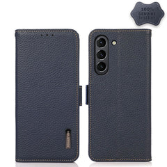 KHAZNEH Side-Magnetic Litchi Genuine Leather RFID Phone Case, For Samsung Galaxy S21 FE 5G, For Samsung Galaxy S21+ 5G, For Samsung Galaxy S21 5G, For Samsung Galaxy S21 Ultra 5G, For Samsung Galaxy S22+ 5G, For Samsung Galaxy S22 5G