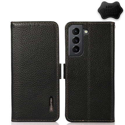 KHAZNEH Side-Magnetic Litchi Genuine Leather RFID Phone Case, For Samsung Galaxy S20+, For Samsung Galaxy S20, For Samsung Galaxy S20 Ultra, For Samsung Galaxy S21 FE 5G, For Samsung Galaxy S21+ 5G, For Samsung Galaxy S21 5G