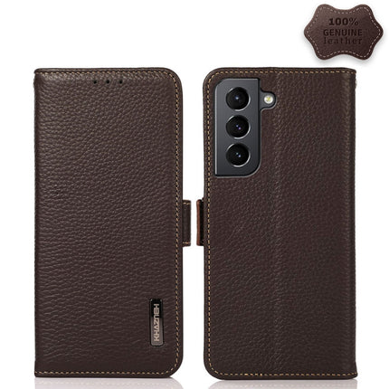 KHAZNEH Side-Magnetic Litchi Genuine Leather RFID Phone Case, For Samsung Galaxy S20+, For Samsung Galaxy S20, For Samsung Galaxy S20 Ultra, For Samsung Galaxy S21 FE 5G, For Samsung Galaxy S21+ 5G, For Samsung Galaxy S21 5G