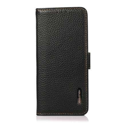 KHAZNEH Side-Magnetic Litchi Genuine Leather RFID Phone Case, For Samsung Galaxy S21 Ultra 5G, For Samsung Galaxy S22+ 5G, For Samsung Galaxy S22 5G, For Samsung Galaxy S22 Ultra 5G, For Samsung Galaxy Xcover 5, For Samsung Galaxy A03 164mm Version