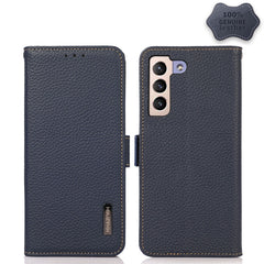 KHAZNEH Side-Magnetic Litchi Genuine Leather RFID Phone Case, For Samsung Galaxy S21 FE 5G, For Samsung Galaxy S21+ 5G, For Samsung Galaxy S21 5G, For Samsung Galaxy S21 Ultra 5G, For Samsung Galaxy S22+ 5G, For Samsung Galaxy S22 5G