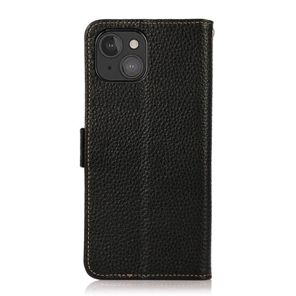 KHAZNEH Side-Magnetic Litchi Genuine Leather RFID Case, For iPhone 13 mini, For iPhone 13, For iPhone 13 Pro, For iPhone 13 Pro Max, For iPhone 12 mini, For iPhone 12 / 12 Pro