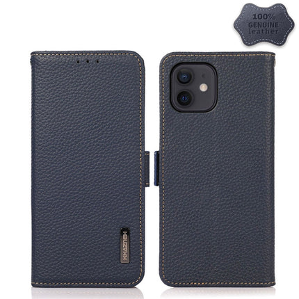 KHAZNEH Side-Magnetic Litchi Genuine Leather RFID Case, For iPhone 13 mini, For iPhone 13, For iPhone 13 Pro, For iPhone 13 Pro Max, For iPhone 12 mini, For iPhone 12 / 12 Pro