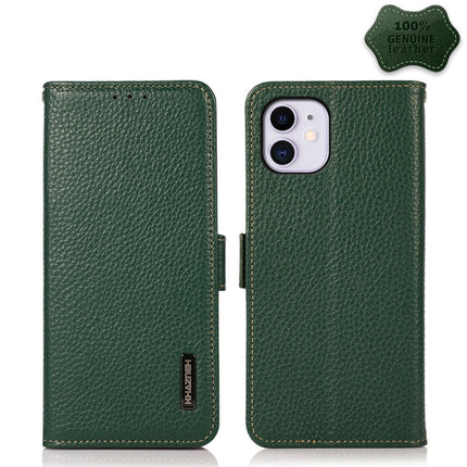 KHAZNEH Side-Magnetic Litchi Genuine Leather RFID Case, For iPhone 12 Pro Max, For iPhone 11, For iPhone 11 Pro, For iPhone 11 Pro Max