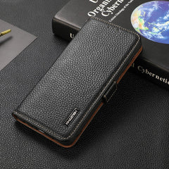 KHAZNEH Side-Magnetic Litchi Genuine Leather RFID Case, For OPPO A16, For OPPO A54 4G, For OPPO A55 5G, For OPPO A55s 5G JP Version, For OPPO A93 5G, For OPPO Reno5 5G / Find X3 Lite