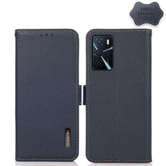 KHAZNEH Side-Magnetic Litchi Genuine Leather RFID Case, For OPPO A16, For OPPO A54 4G, For OPPO A55 5G, For OPPO A55s 5G JP Version, For OPPO A93 5G, For OPPO Reno5 5G / Find X3 Lite