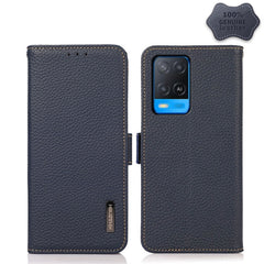 KHAZNEH Side-Magnetic Litchi Genuine Leather RFID Case, For OPPO A16, For OPPO A54 4G, For OPPO A55 5G, For OPPO A55s 5G JP Version, For OPPO A93 5G, For OPPO Reno5 5G / Find X3 Lite