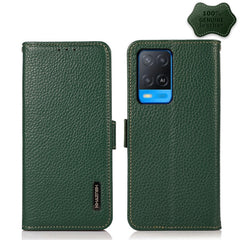 KHAZNEH Side-Magnetic Litchi Genuine Leather RFID Case, For OPPO A16, For OPPO A54 4G, For OPPO A55 5G, For OPPO A55s 5G JP Version, For OPPO A93 5G, For OPPO Reno5 5G / Find X3 Lite