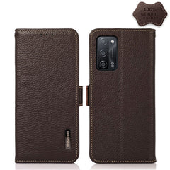 KHAZNEH Side-Magnetic Litchi Genuine Leather RFID Case, For OPPO A16, For OPPO A54 4G, For OPPO A55 5G, For OPPO A55s 5G JP Version, For OPPO A93 5G, For OPPO Reno5 5G / Find X3 Lite