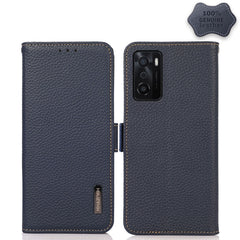 KHAZNEH Side-Magnetic Litchi Genuine Leather RFID Case, For OPPO A16, For OPPO A54 4G, For OPPO A55 5G, For OPPO A55s 5G JP Version, For OPPO A93 5G, For OPPO Reno5 5G / Find X3 Lite