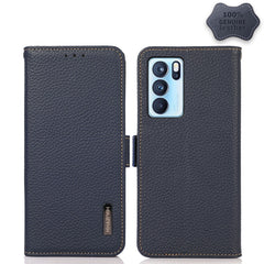 KHAZNEH Side-Magnetic Litchi Genuine Leather RFID Case, For OPPO Reno5 A JP Version, For OPPO Reno6 Pro 5G, For OPPO Reno6 Pro+ 5G, For OPPO Reno6 5G, For OPPO Reno7 5G, For OPPO Reno7 Pro 5G