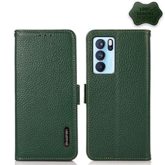 KHAZNEH Side-Magnetic Litchi Genuine Leather RFID Case, For OPPO Reno5 A JP Version, For OPPO Reno6 Pro 5G, For OPPO Reno6 Pro+ 5G, For OPPO Reno6 5G, For OPPO Reno7 5G, For OPPO Reno7 Pro 5G